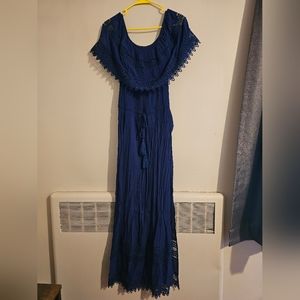 Navy Blue Off Shoulder Maxi Dress